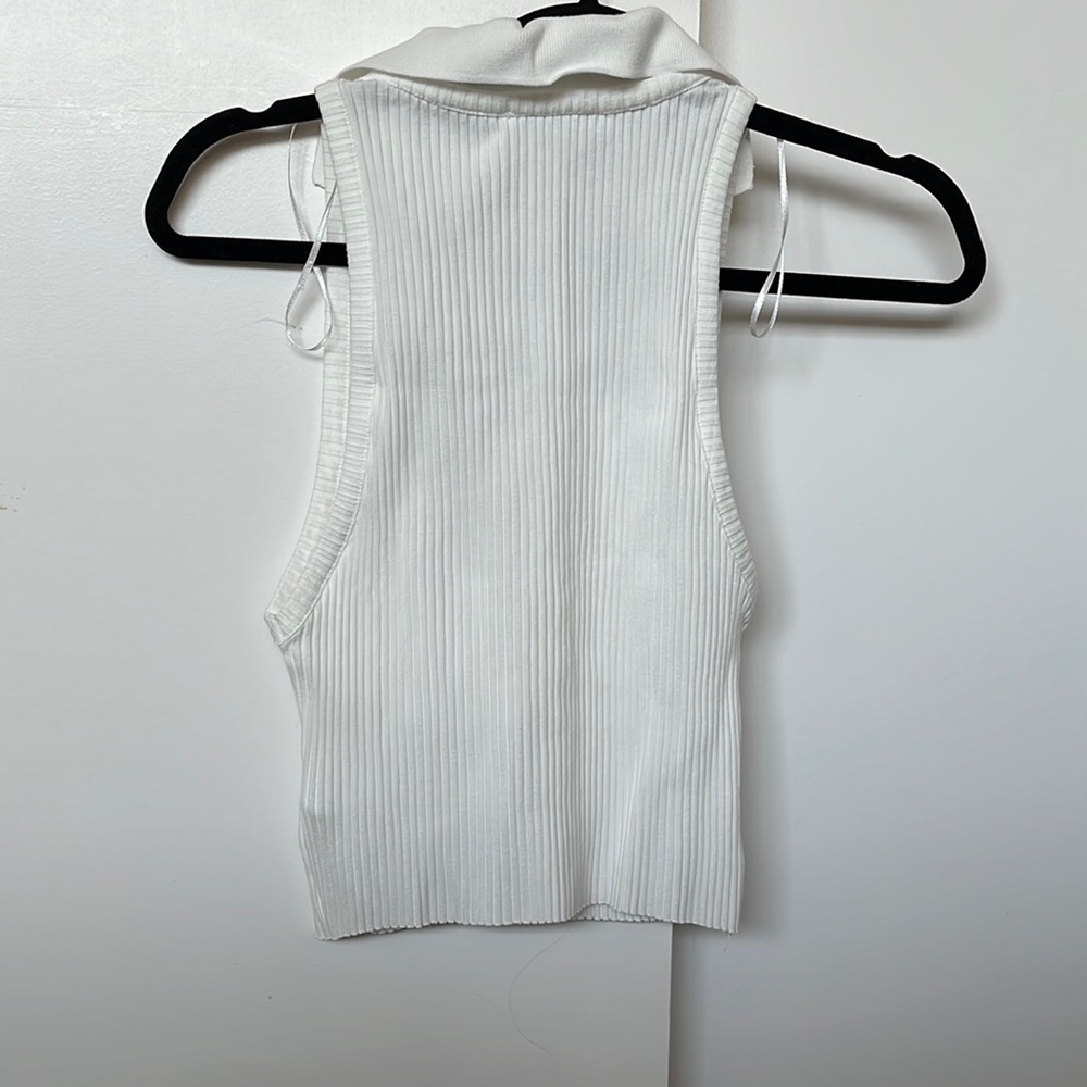 Zara White Collared Tank